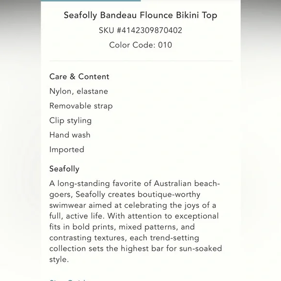 Seafolly NWT Sz 10 (US) gorgeous eyelet bandeau (w/strap) & hi-waist bikini - Picture 14 of 15